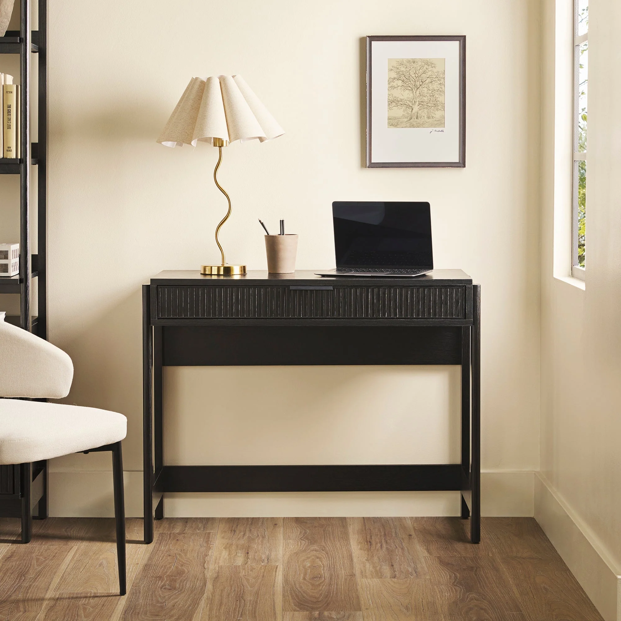 Holmes Modern Scandinavian Reeded Writing Desk - Image 10