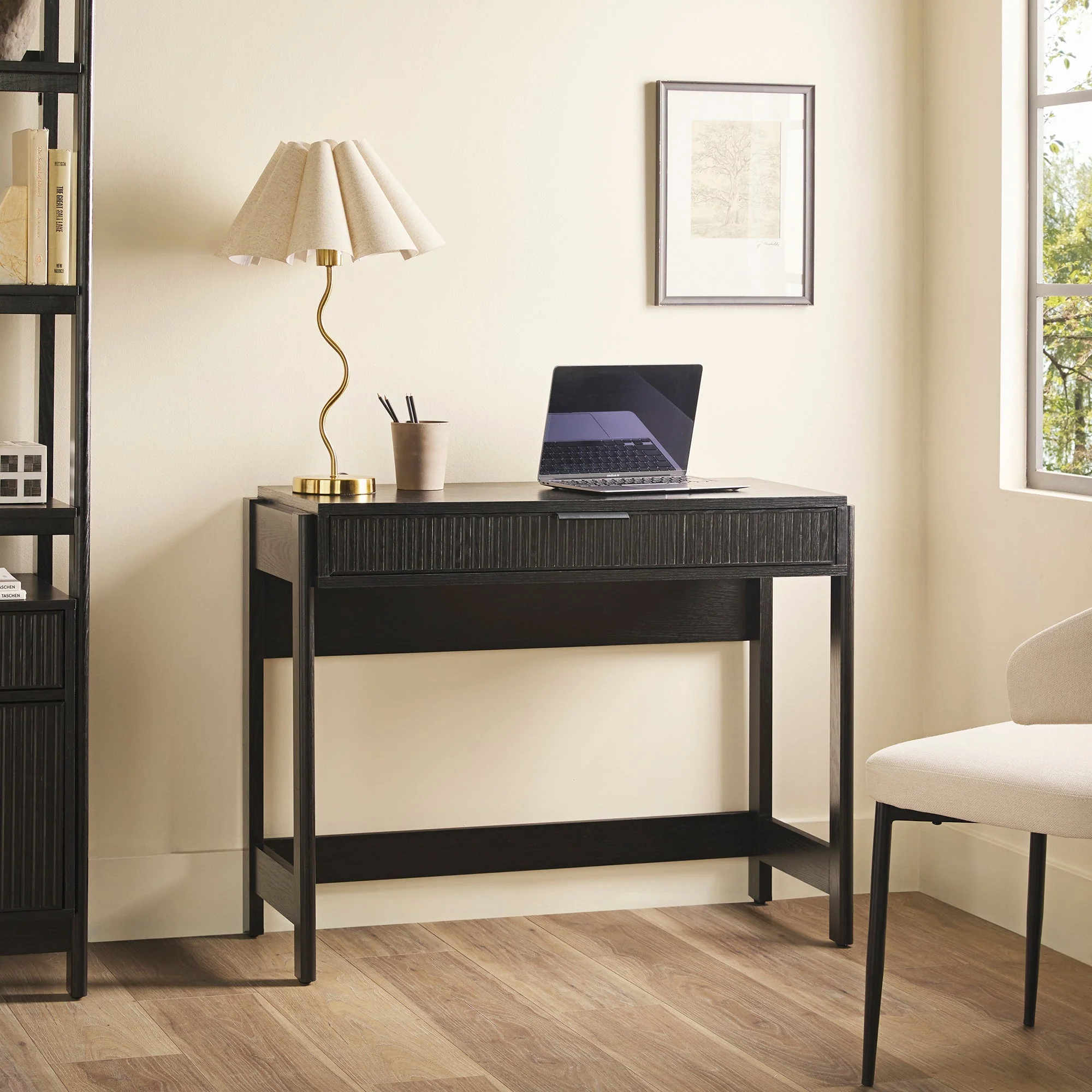 Holmes Modern Scandinavian Reeded Writing Desk - Image 11
