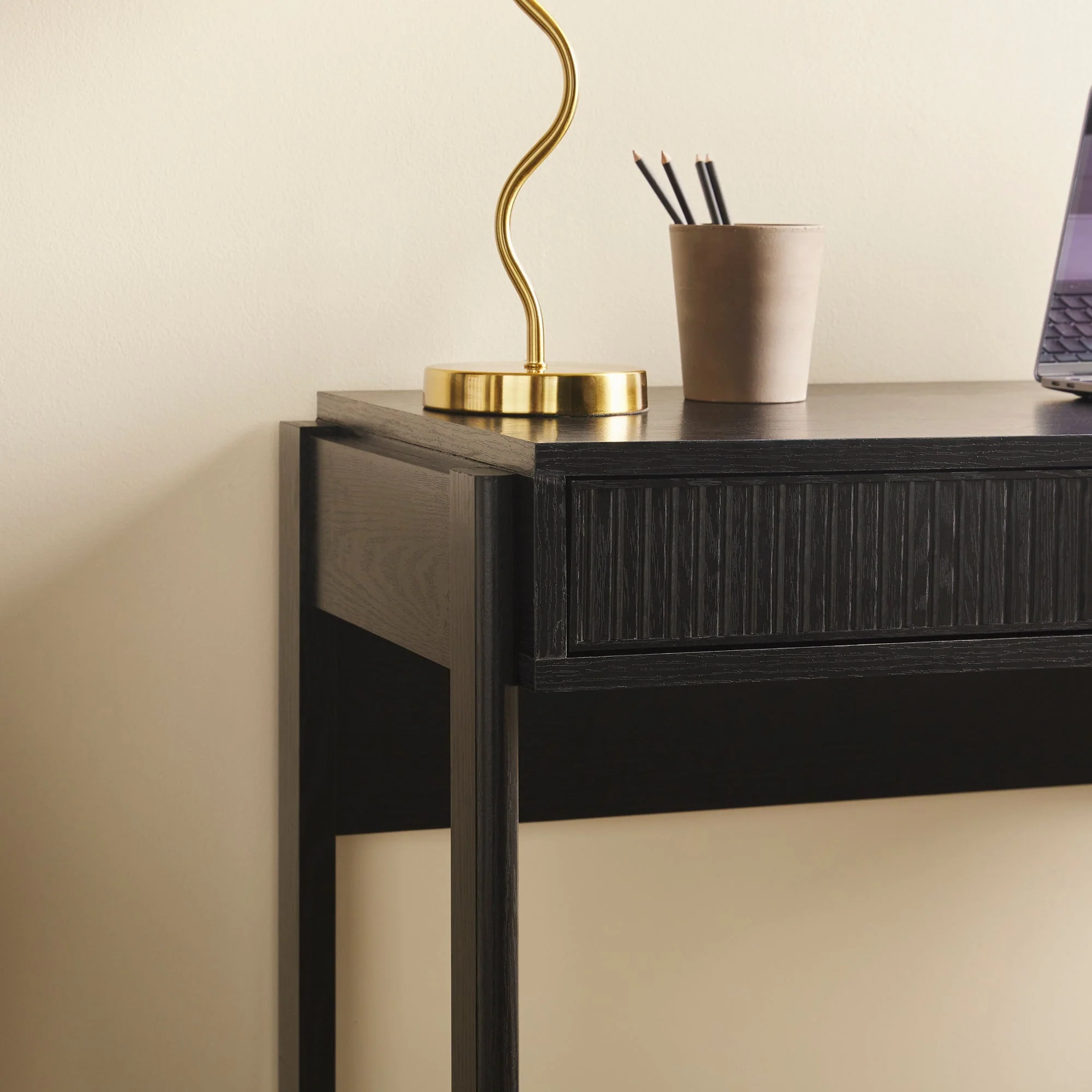 Holmes Modern Scandinavian Reeded Writing Desk - Image 12