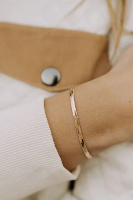 Jade Gold Filled Herringbone Bracelet - Image 4
