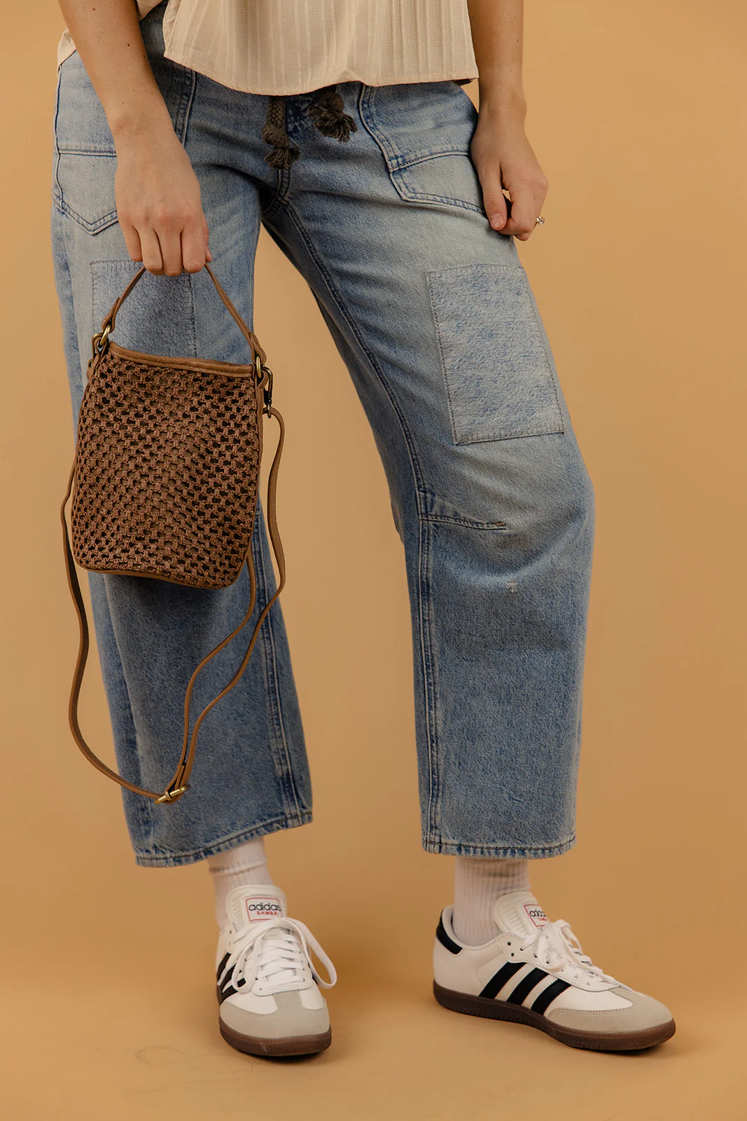 Kaia Open Weave Bucket Crossbody - Image 2