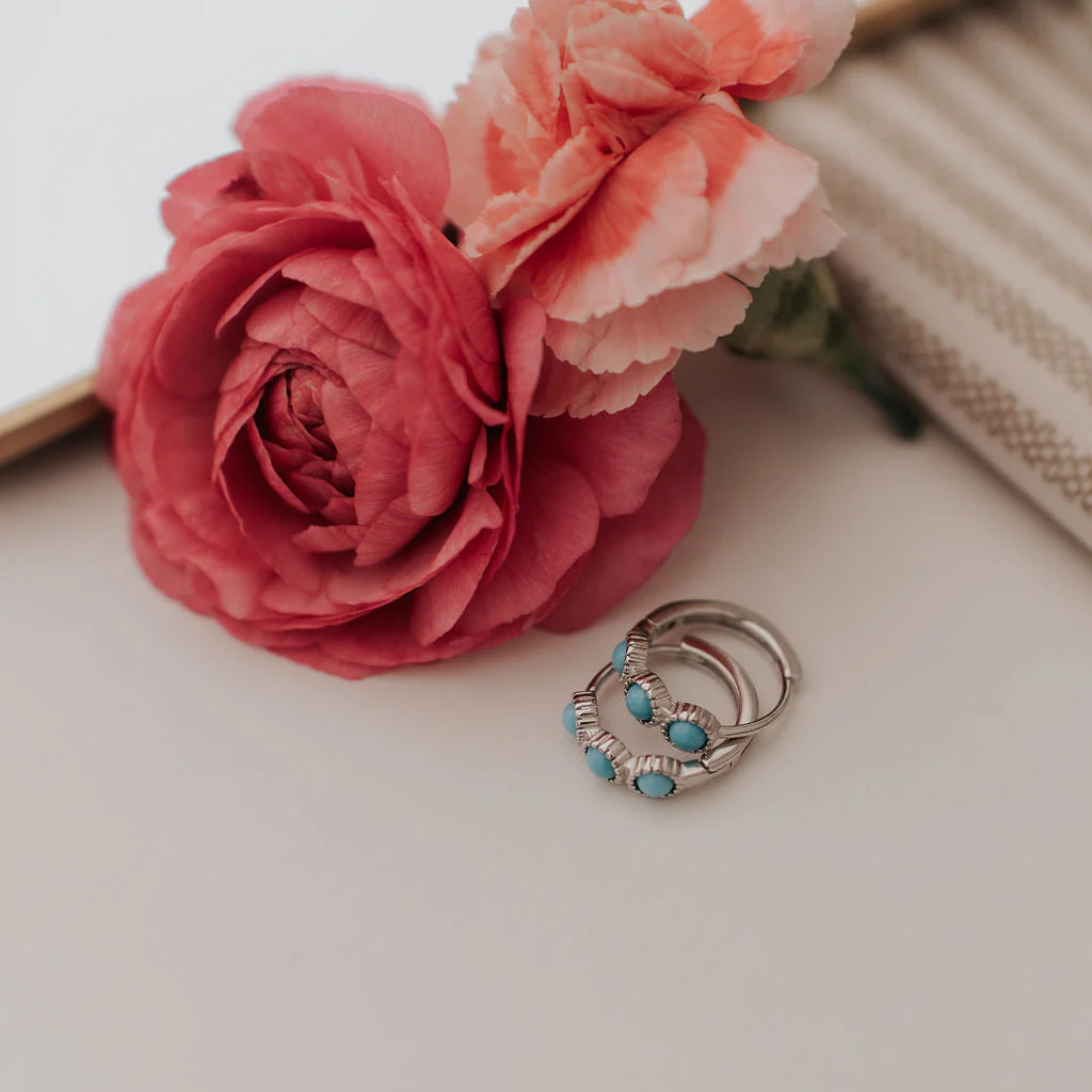 Lainey Turquoise Hoops - Image 2