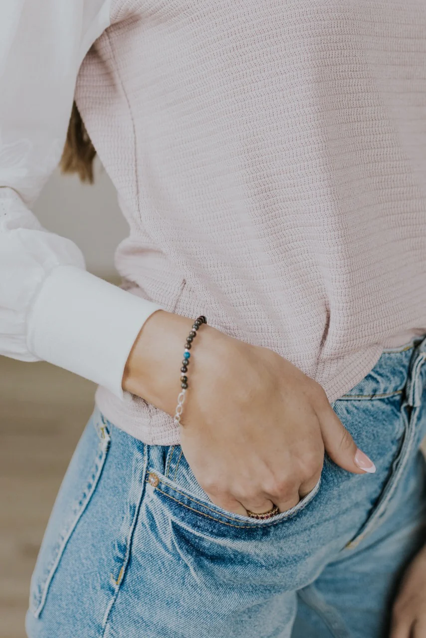 Mini Silver Stone Stacking Bracelet - Image 4