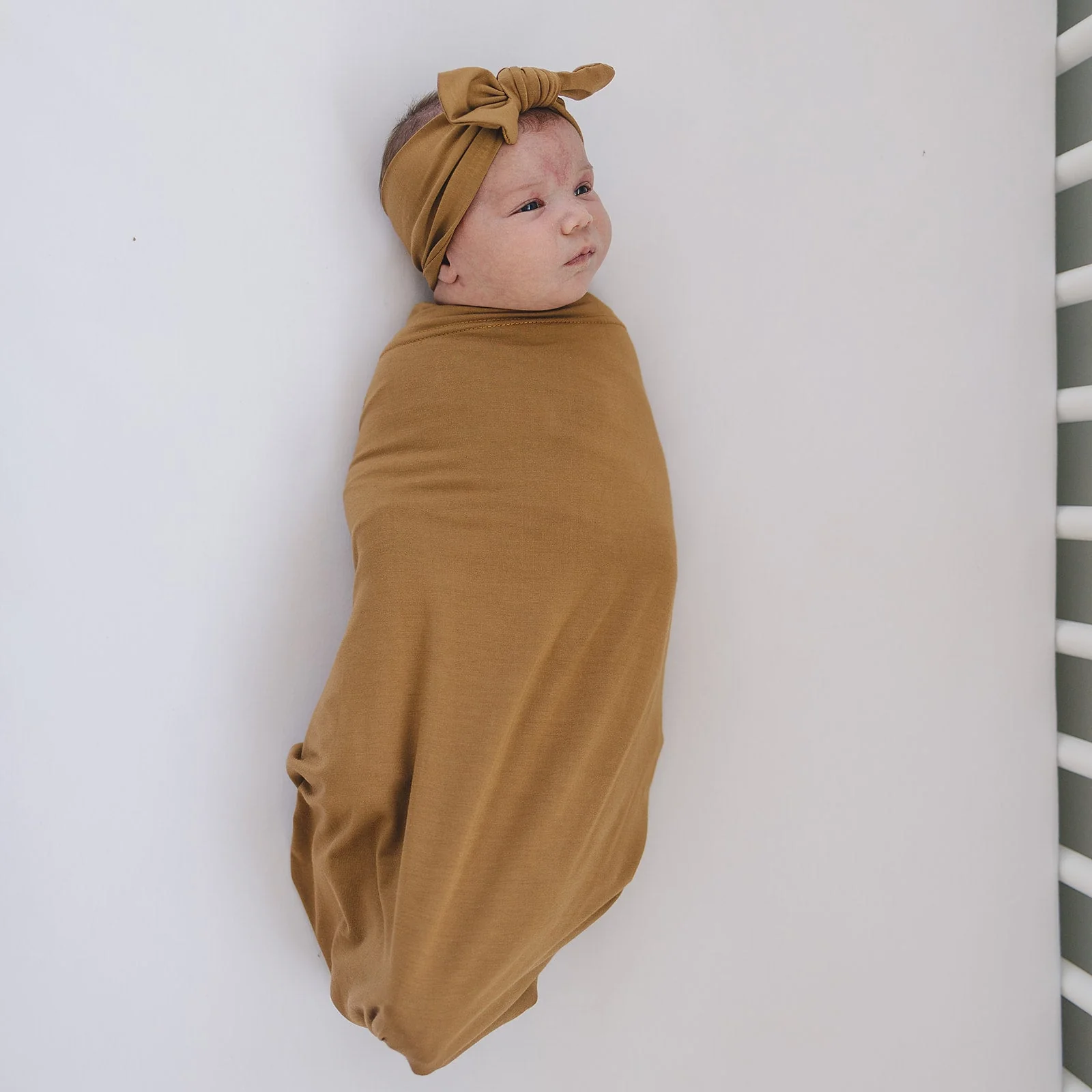 Mustard Bamboo Stretch Swaddle - Image 4
