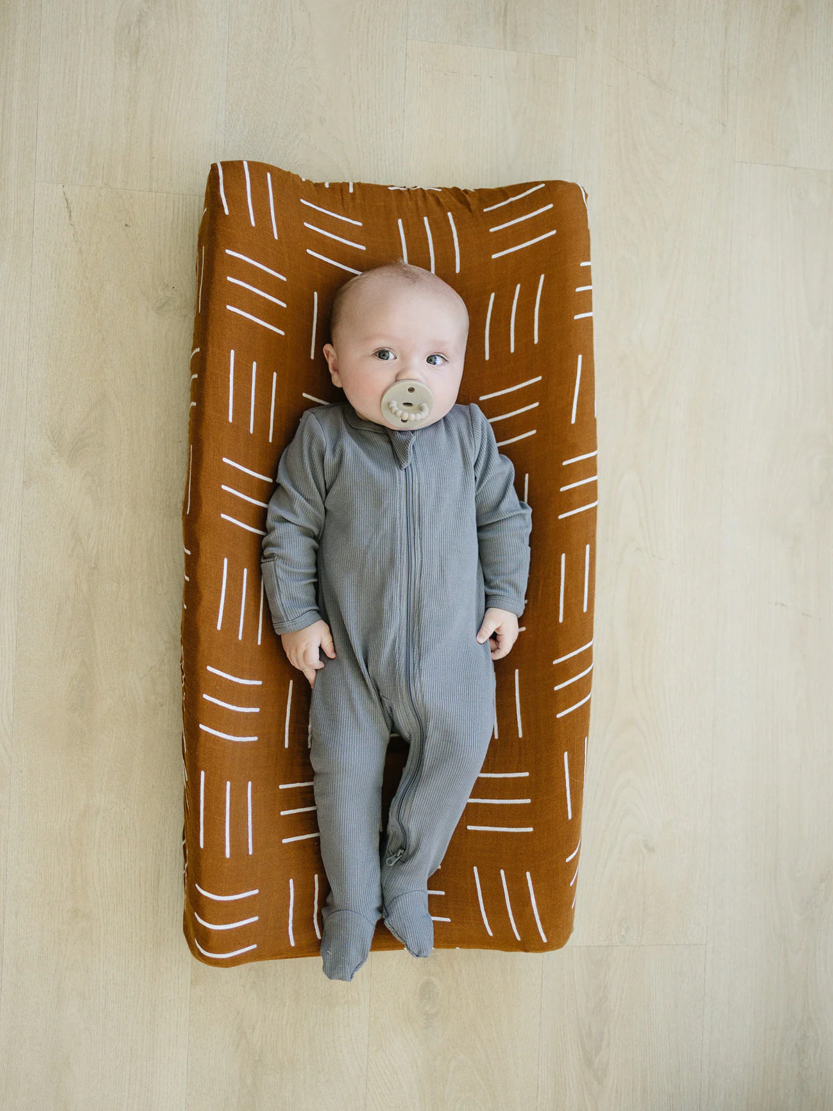 Mustard Mudcloth Muslin Changing Pad Cover - Image 3