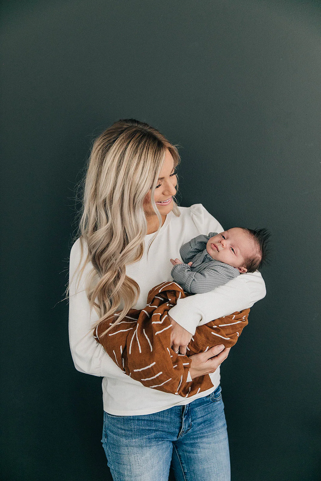 Mustard Mudcloth Muslin Swaddle Blanket - Image 4