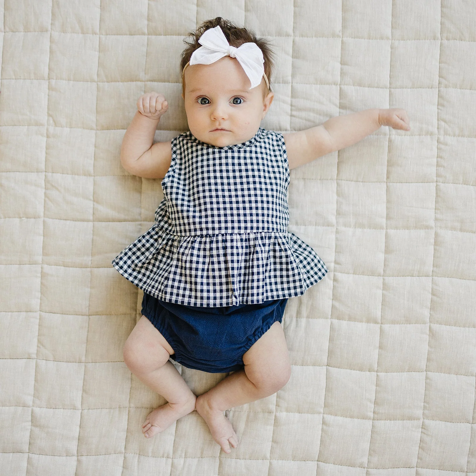 Navy Gingham Peplum Set - Image 2