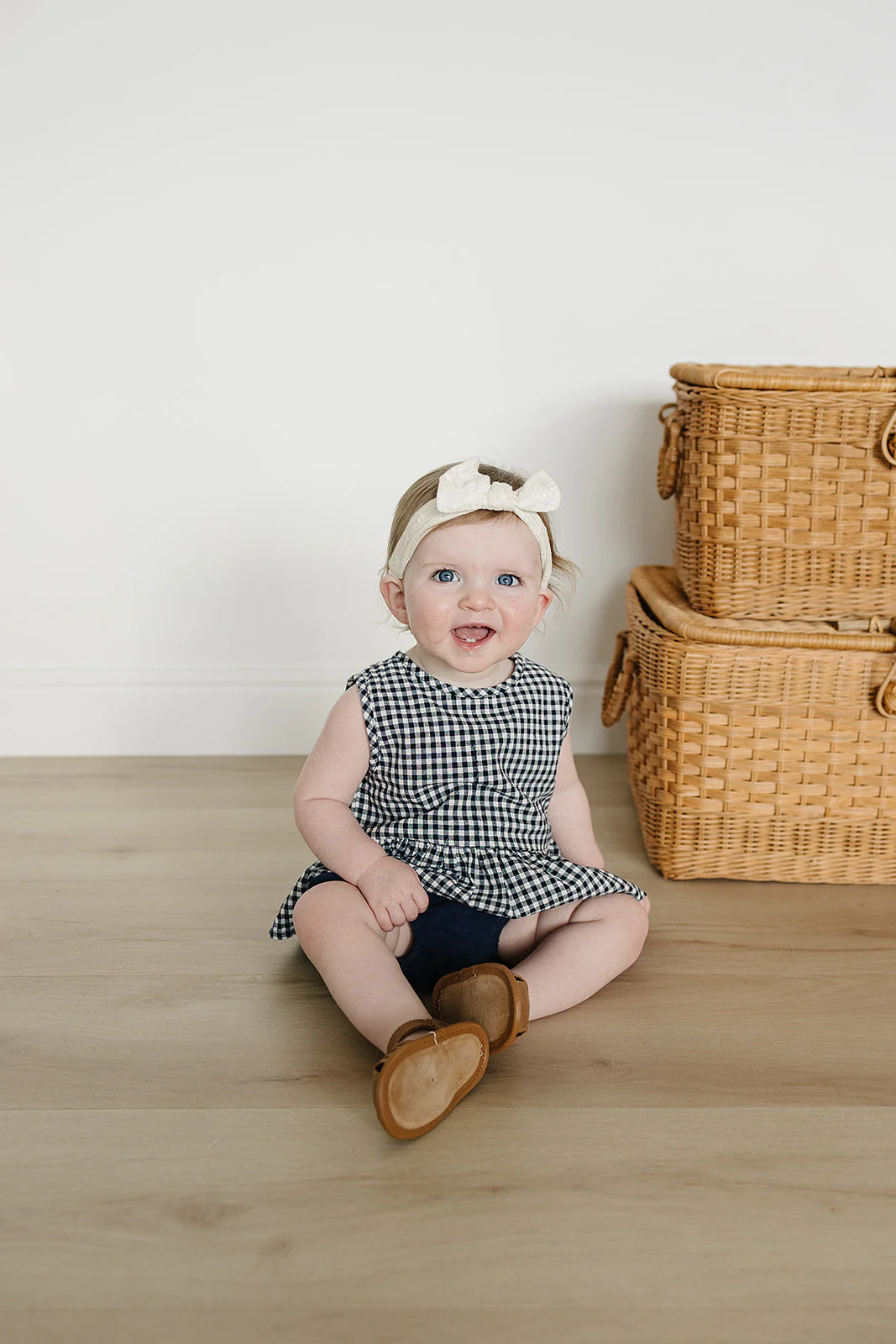 Navy Gingham Peplum Set - Image 3