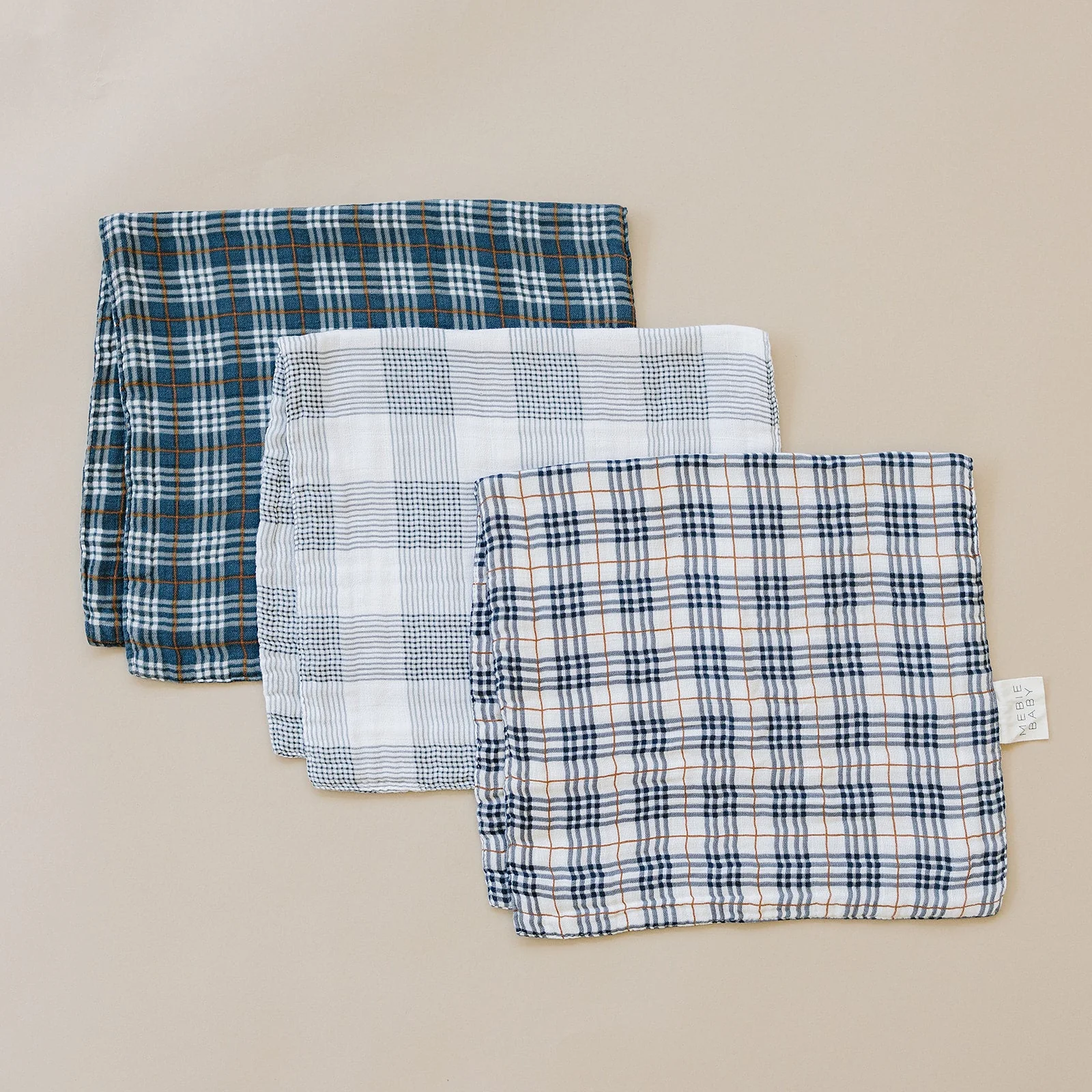 Navy Plaid Muslin Burp Cloth - Image 4