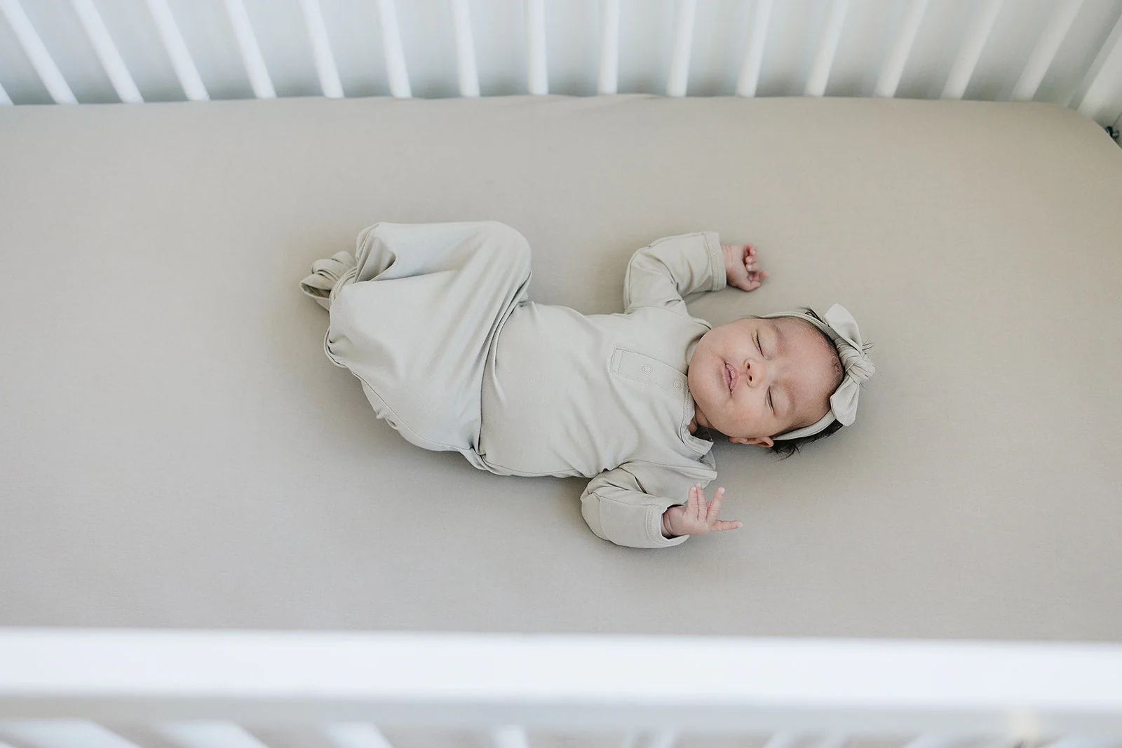 Oatmeal Bamboo Stretch Crib Sheet - Image 2
