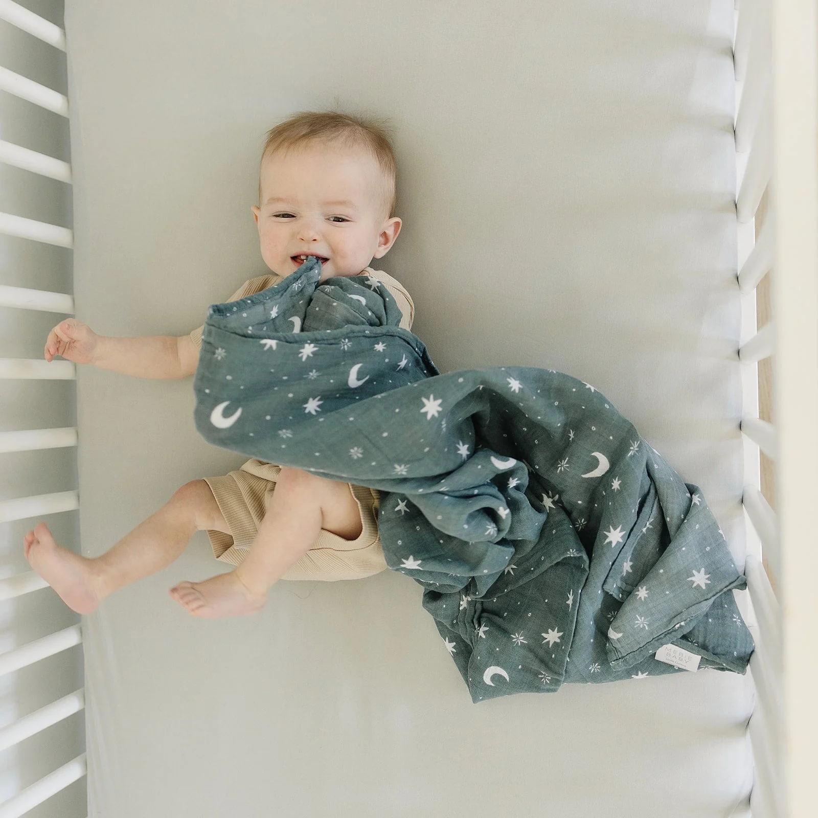 Oatmeal Bamboo Stretch Crib Sheet - Image 5