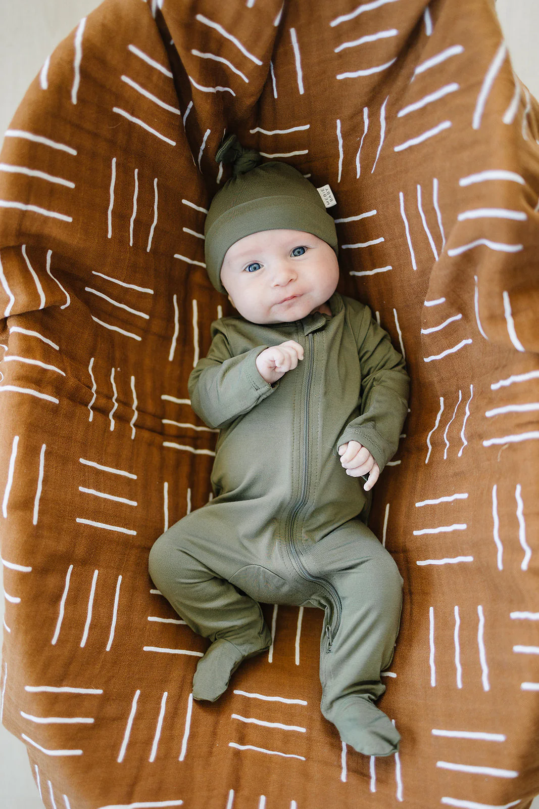 Olive Bamboo Newborn Knot Hat - Image 5