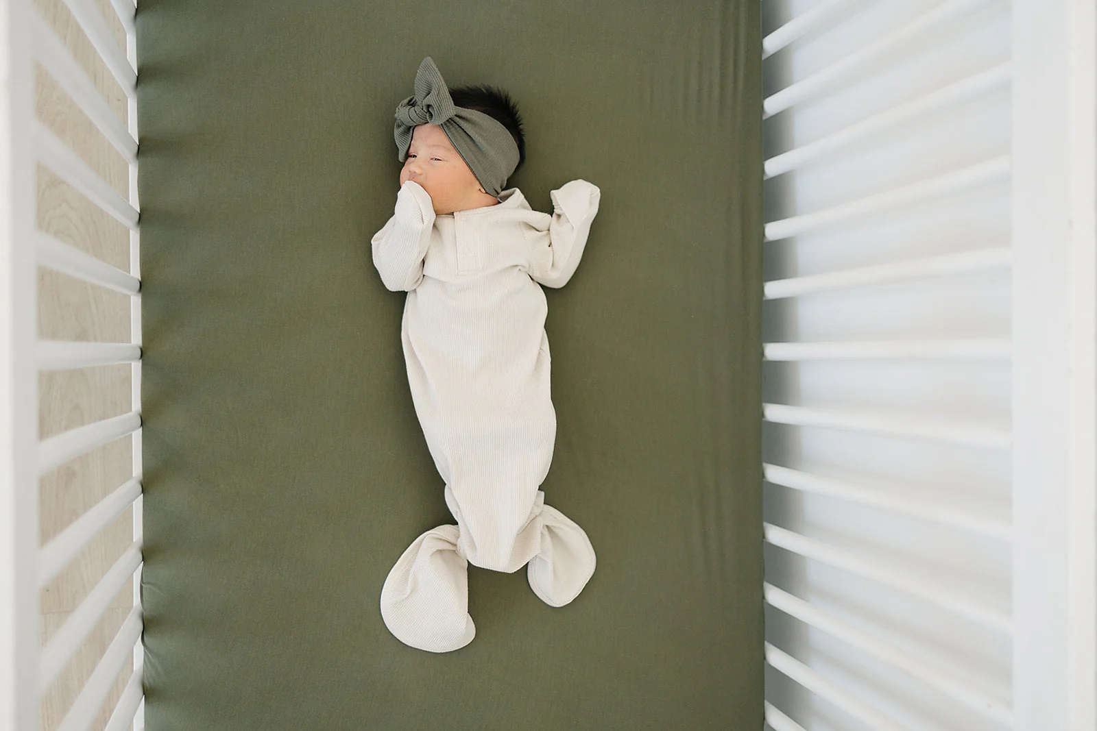 Olive Bamboo Stretch Crib Sheet - Image 2