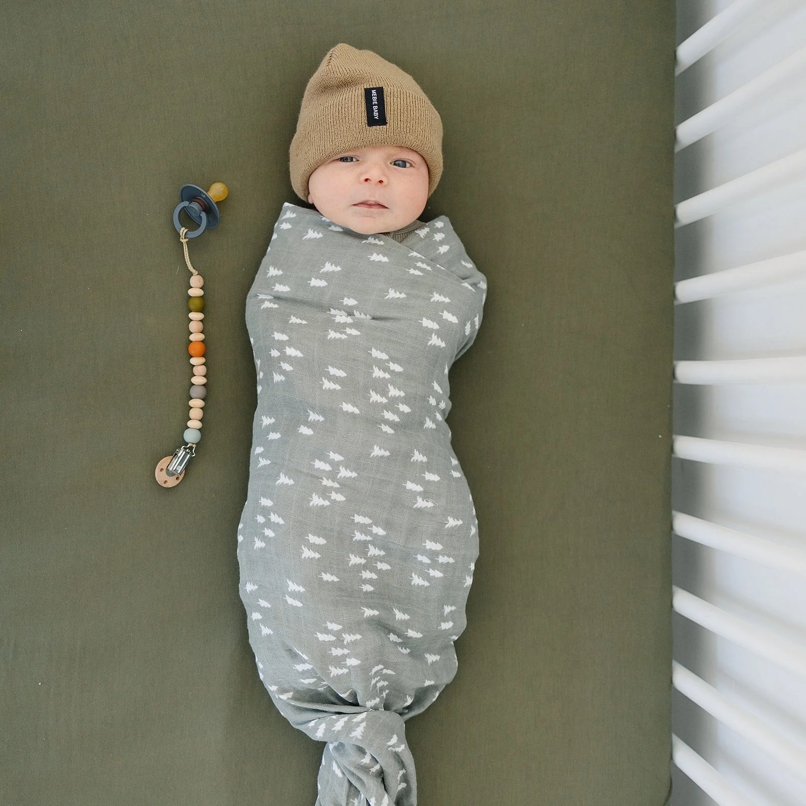 Olive Bamboo Stretch Crib Sheet - Image 4