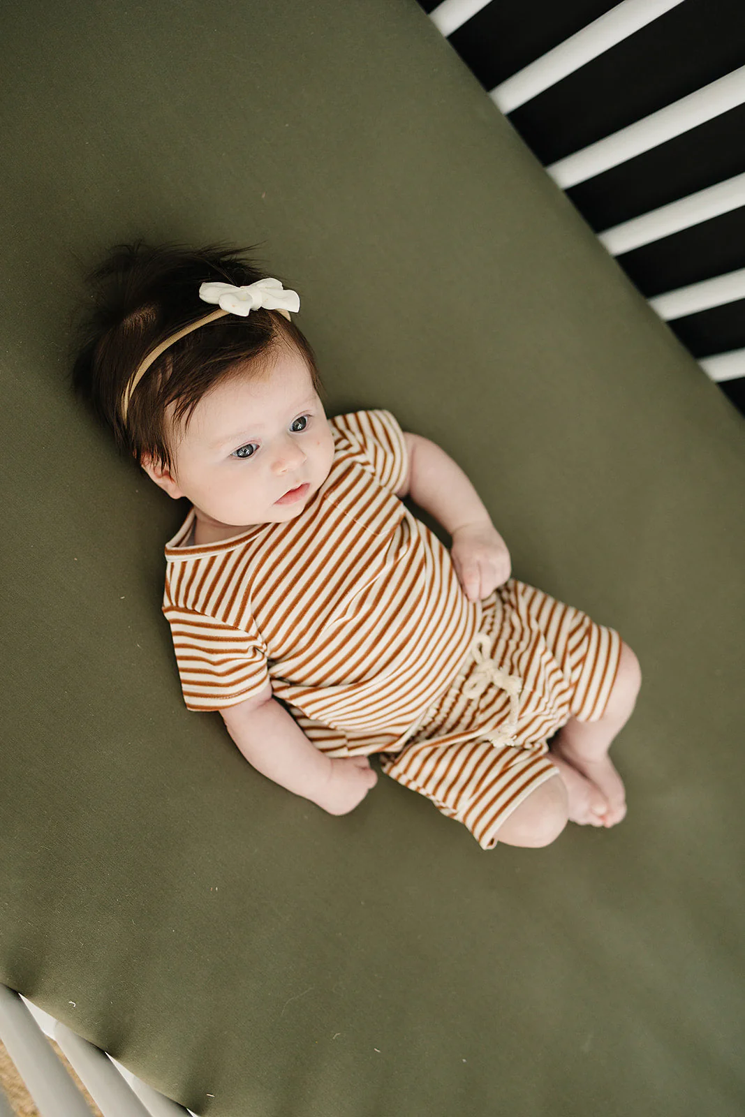 Olive Bamboo Stretch Crib Sheet - Image 8