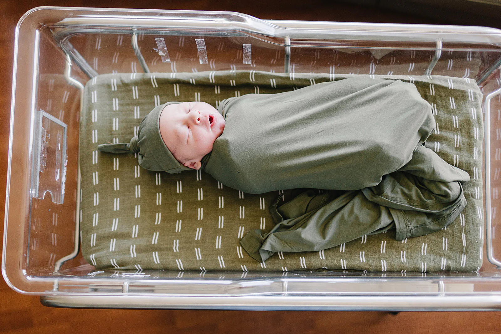 Olive Bamboo Stretch Swaddle - Image 2