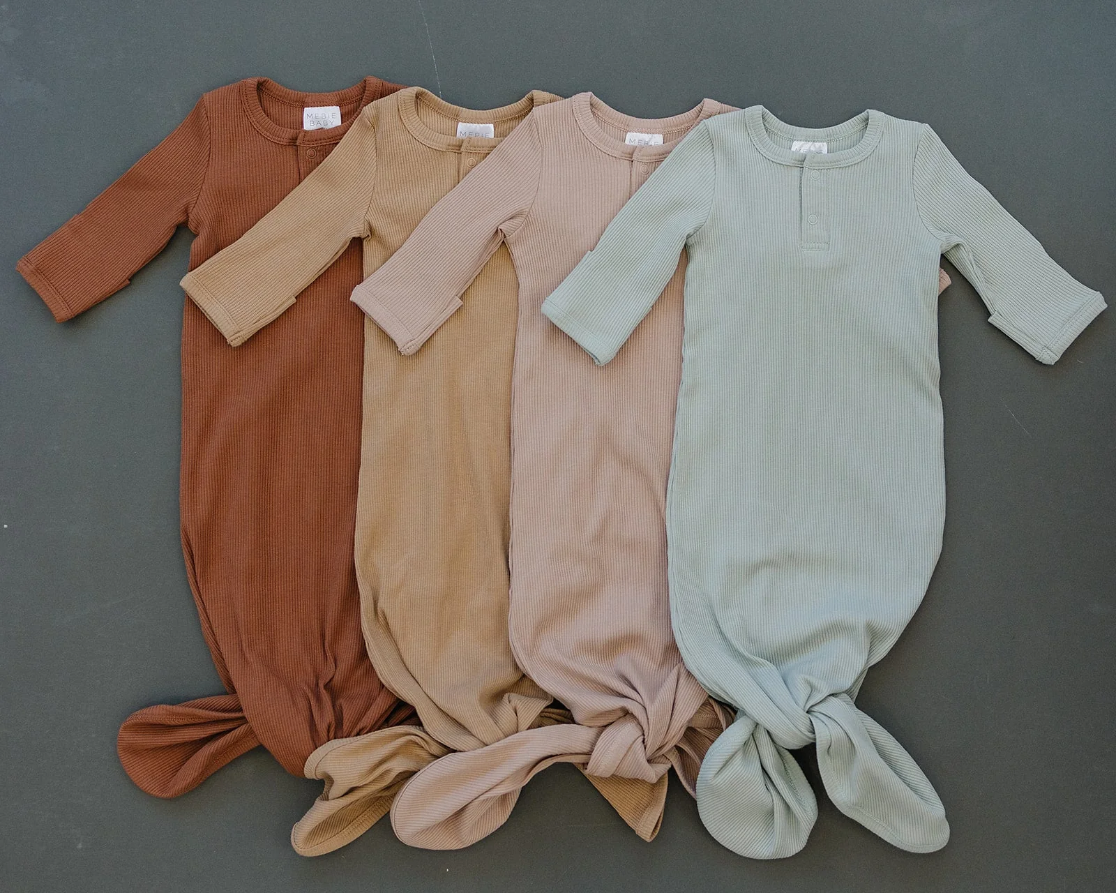 Pale Pink Organic Cotton Ribbed Knot Gown - Image 2