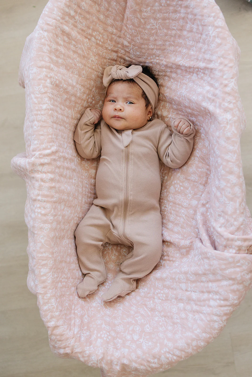 Pale Pink Organic Cotton Ribbed Zipper - Image 2