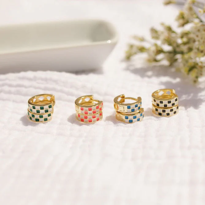 Pink & White Checkered Hoops - Image 8
