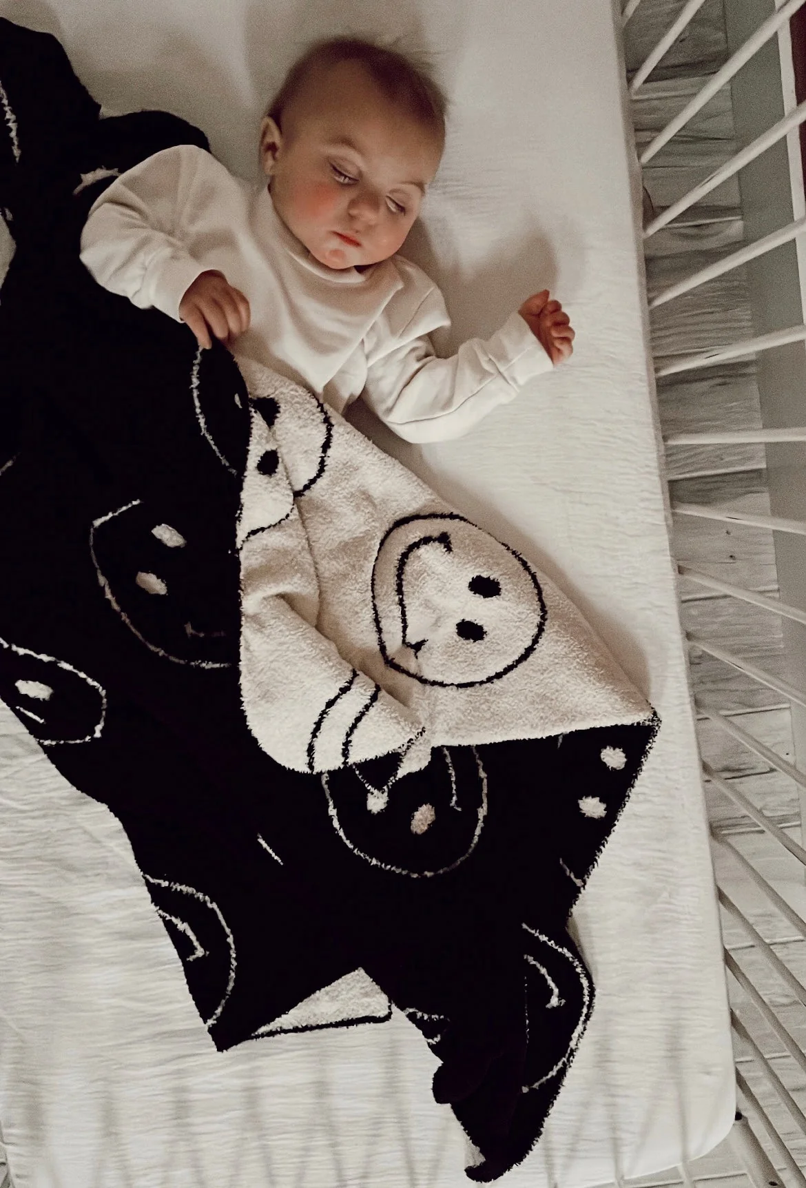 Plush Blanket | Just Smile Black & Ivory - Image 5