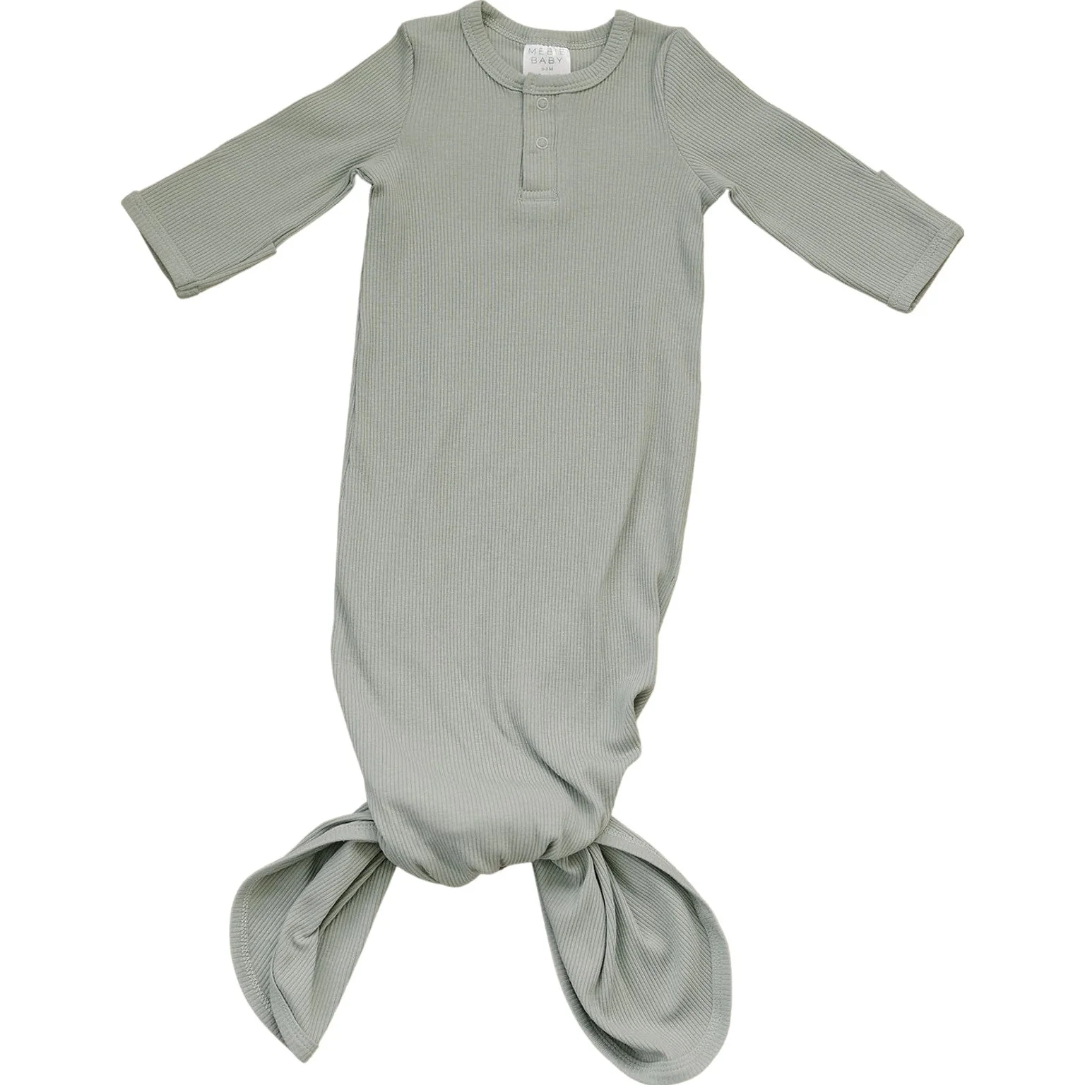 Sage Organic Cotton Ribbed Knot Gown - Image 3