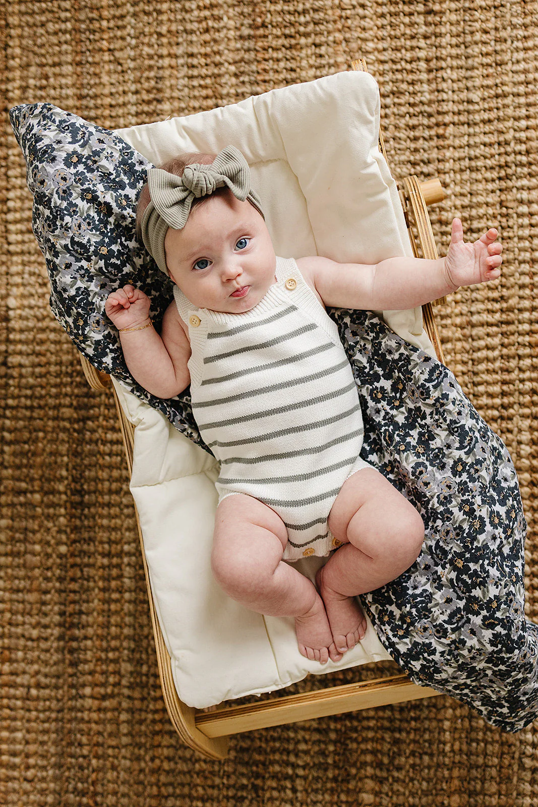 Sage Stripe Knit Bubble Romper - Image 3