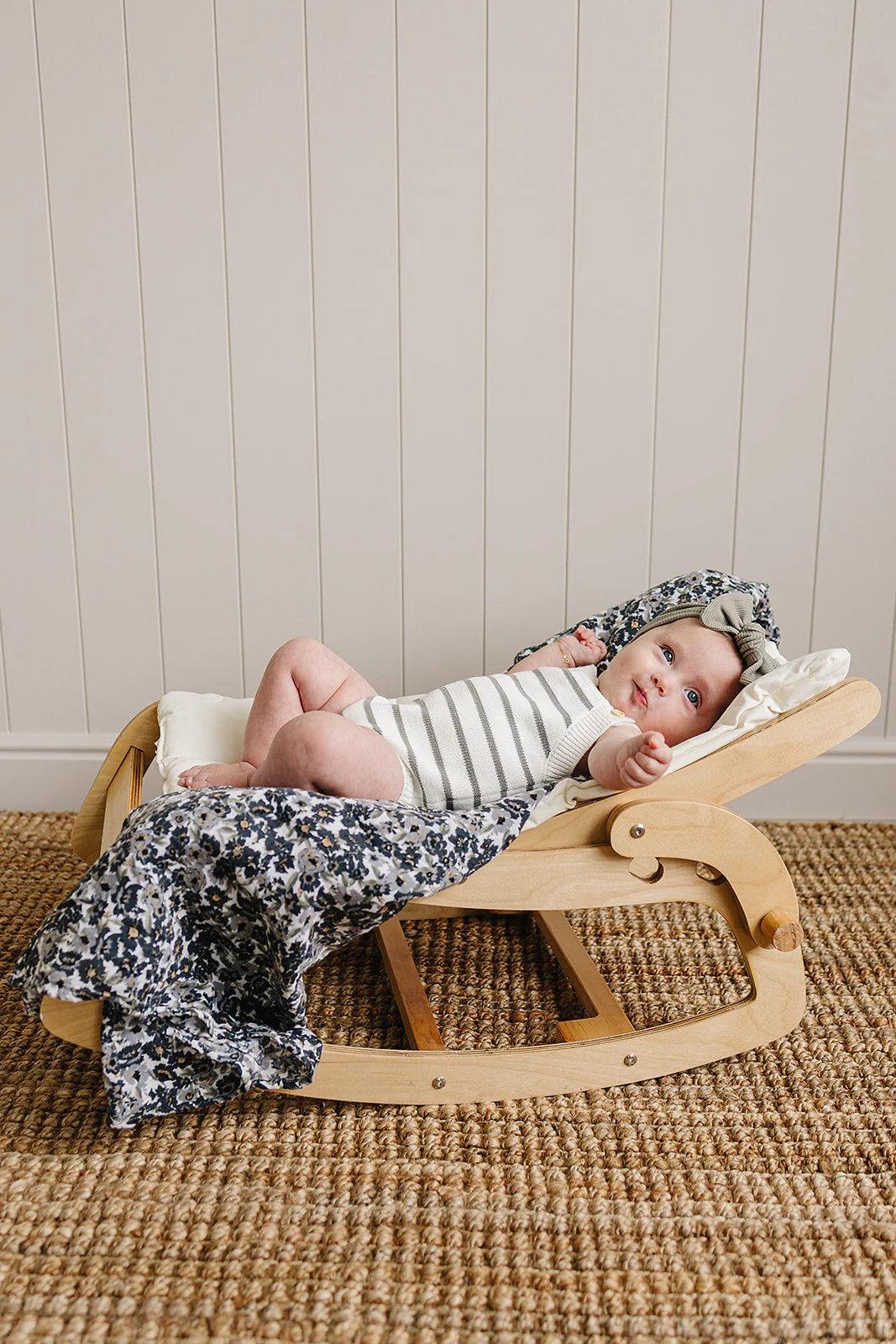 Sage Stripe Knit Bubble Romper - Image 4
