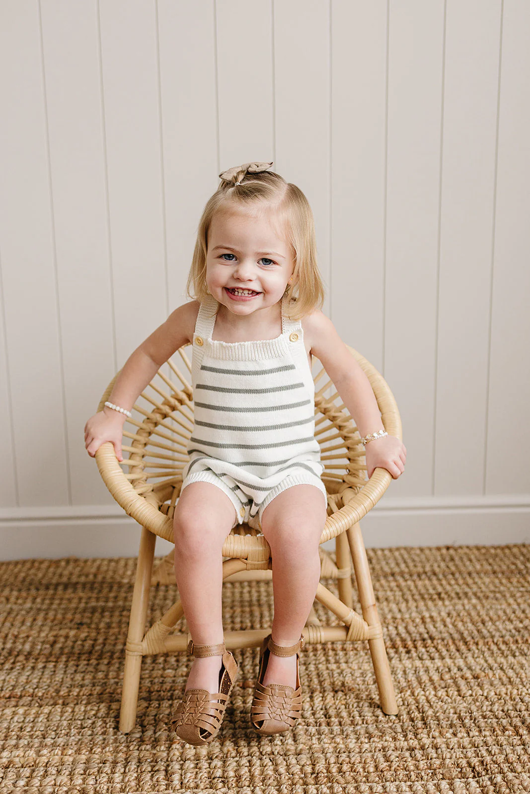 Sage Stripe Knit Bubble Romper - Image 5