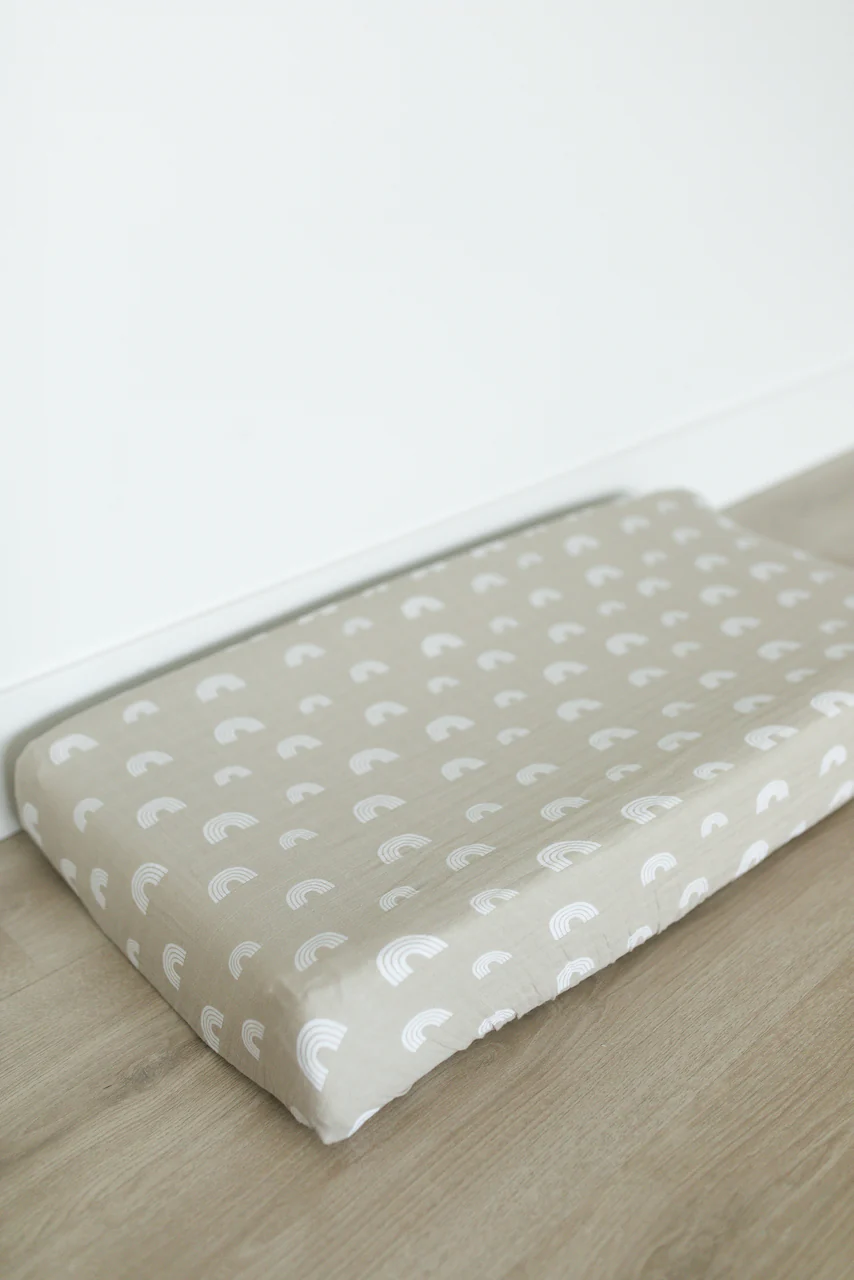 Sand Rainbow Muslin Crib Sheet - Image 4