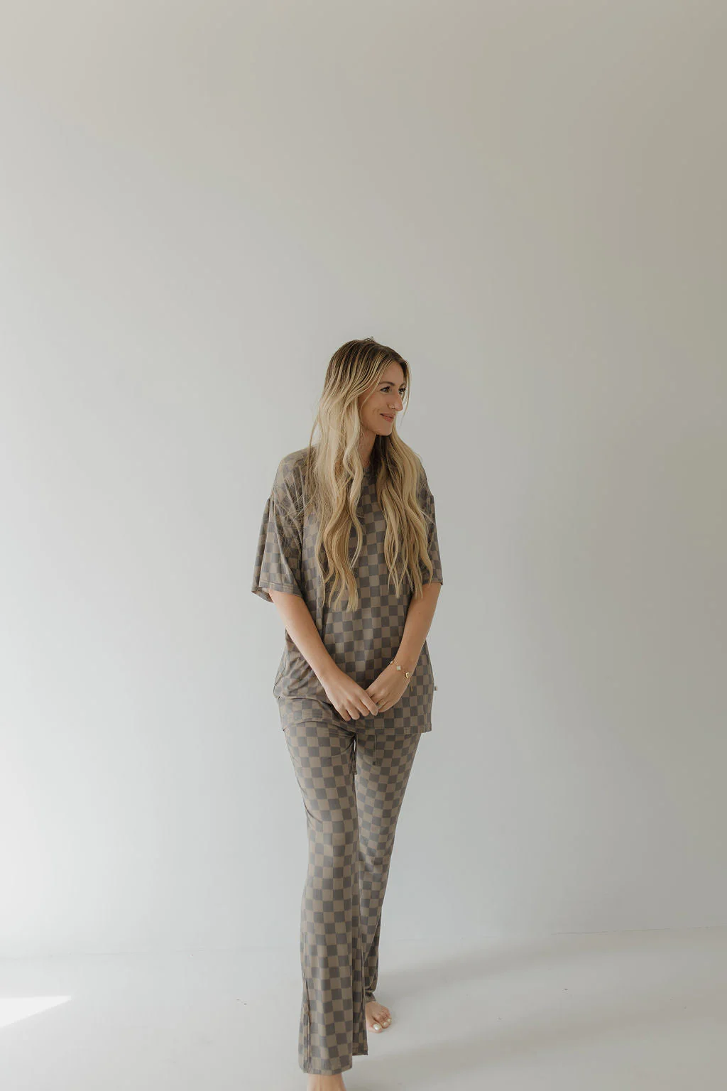 Short Sleeve Women's Bamboo Pajama | Faded Checkerboard - Image 2