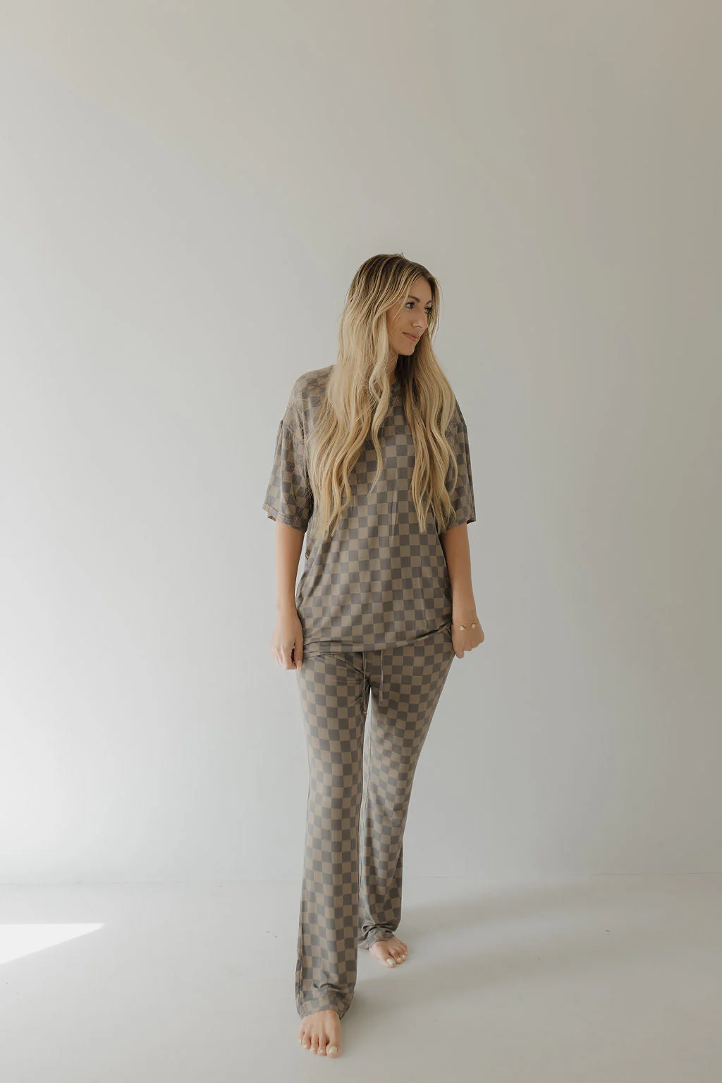 Short Sleeve Women's Bamboo Pajama | Faded Checkerboard - Image 6