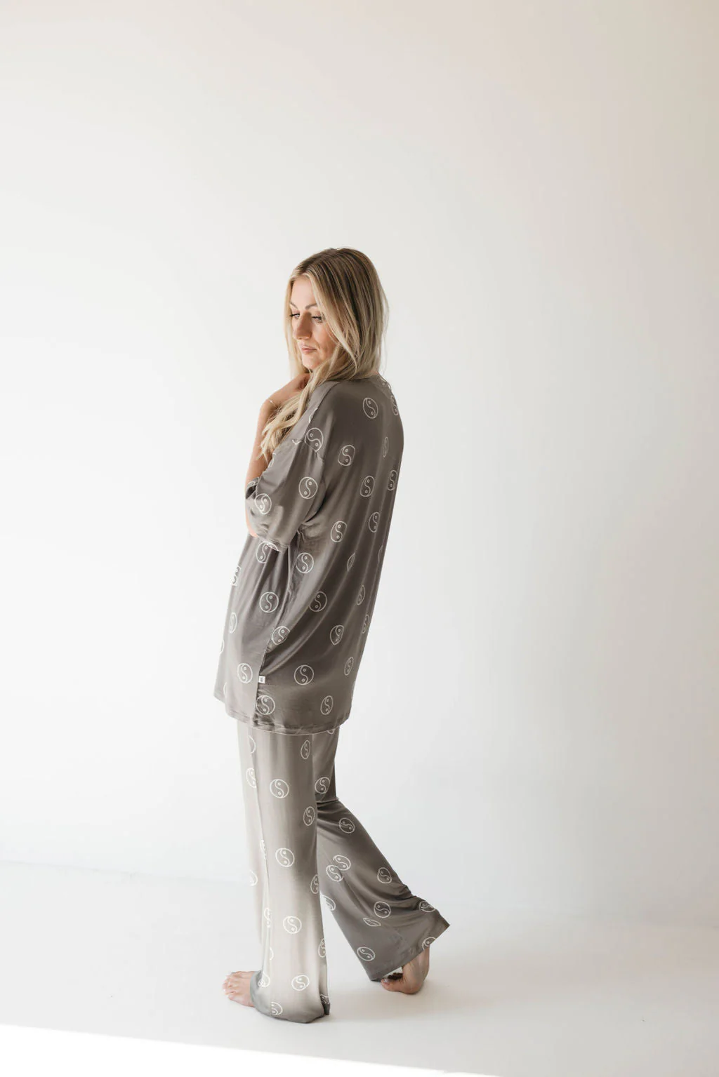 Short Sleeve Women's Bamboo Pajamas | Sage Yin Yang - Image 9