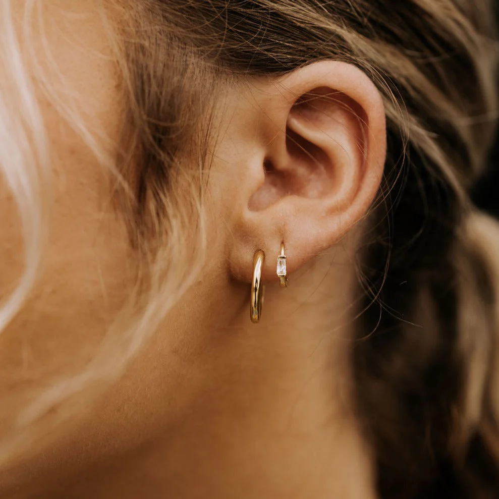 Sophie Baguette Diamond Mini Hoops - Image 2