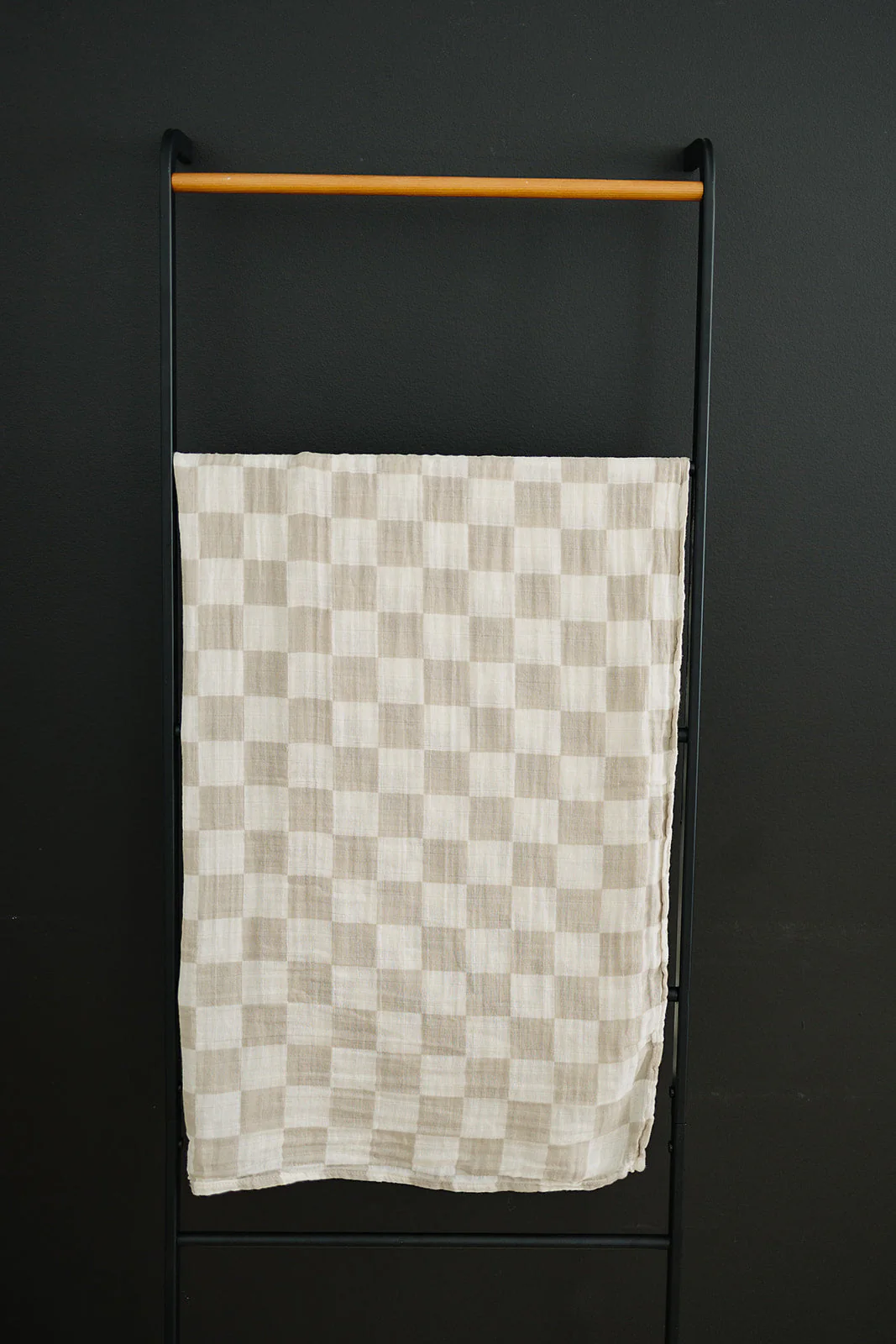 Taupe Checkered Muslin Swaddle Blanket - Image 2