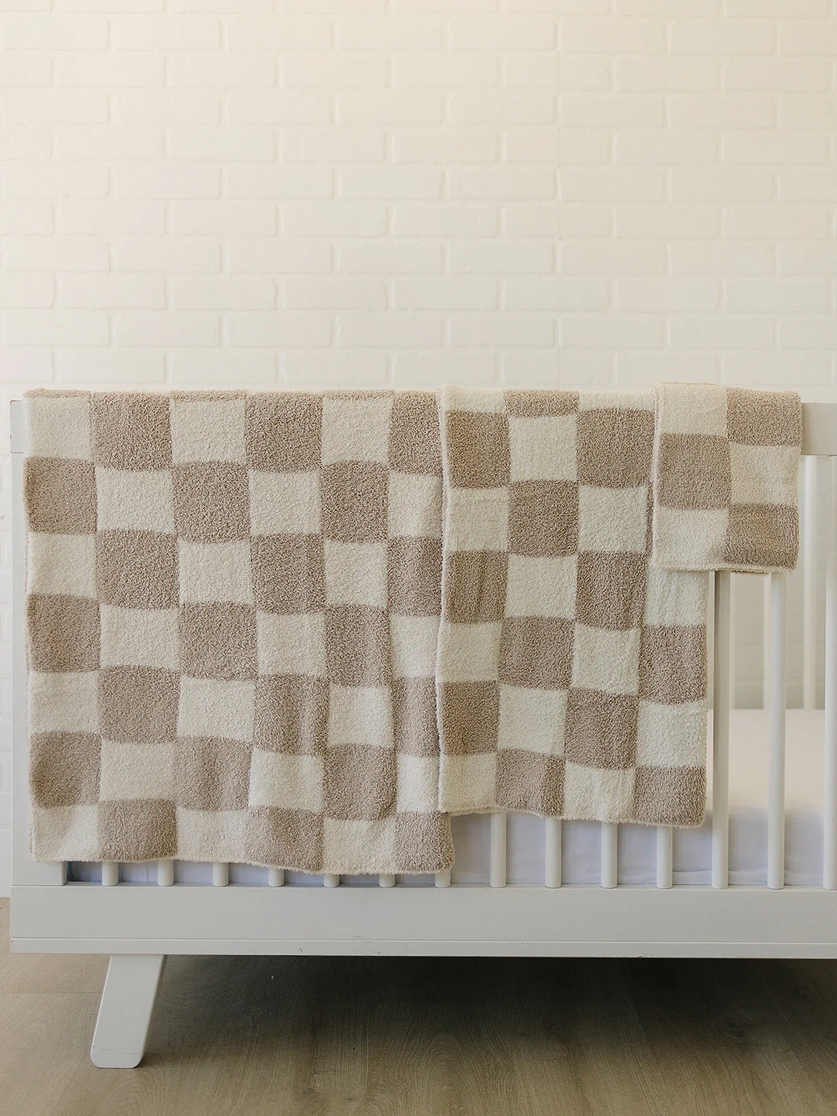 Taupe Checkered Plush Blanket - Image 4