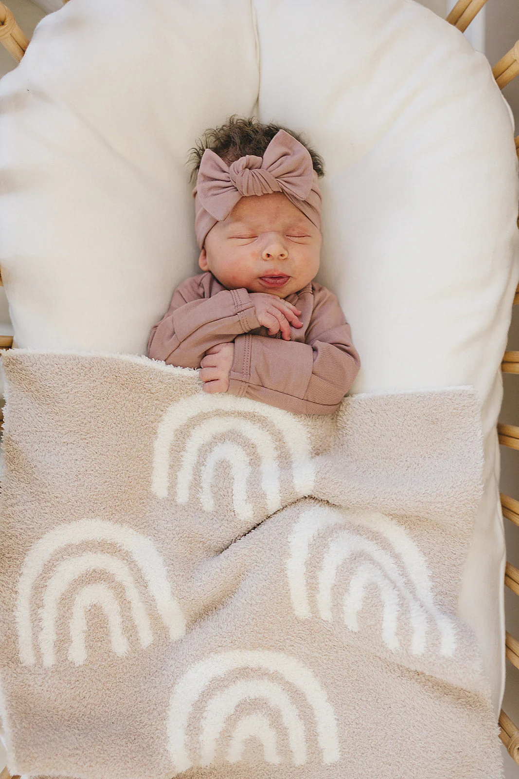 Taupe Rainbow Plush Blanket - Image 2