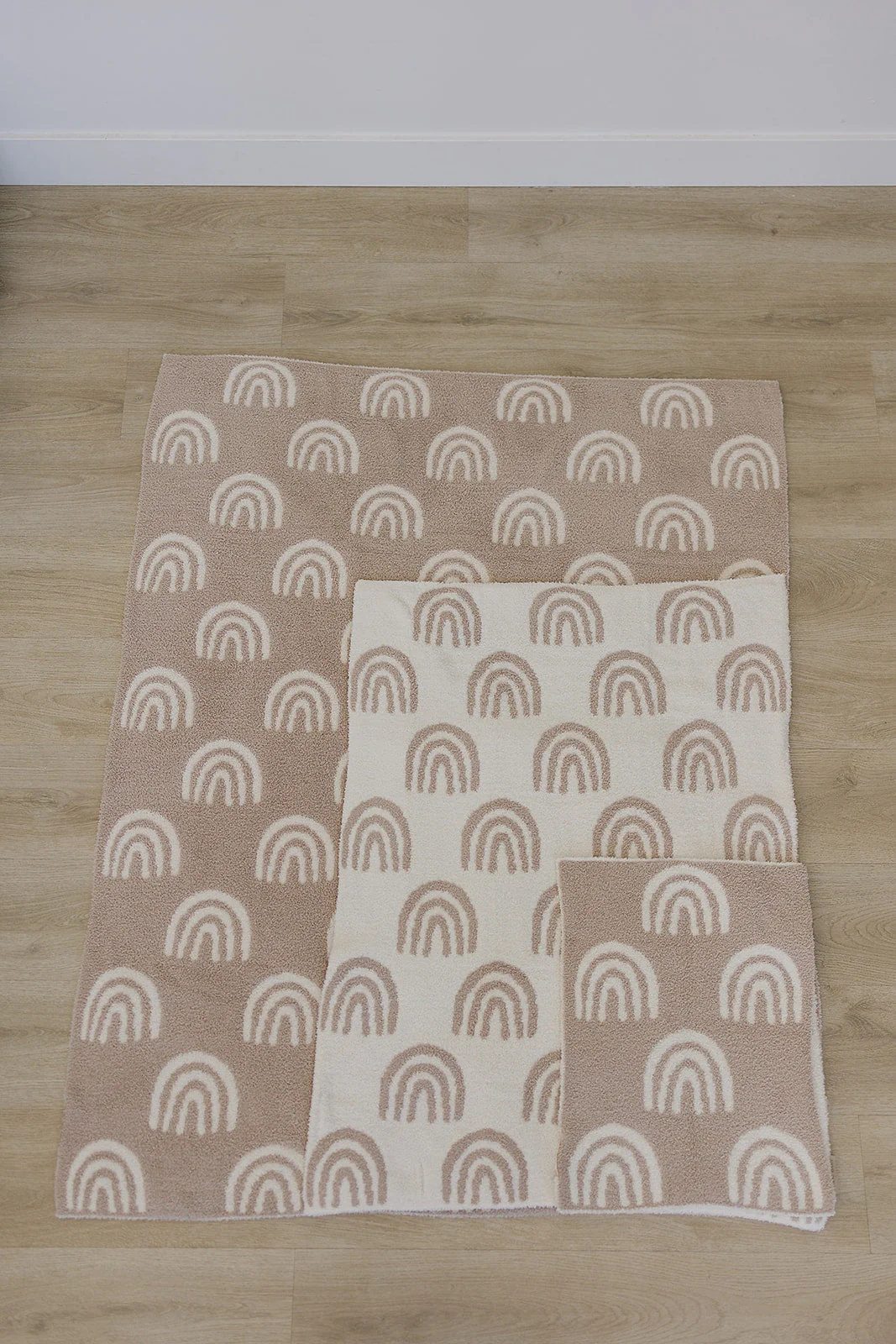 Taupe Rainbow Plush Blanket - Image 4