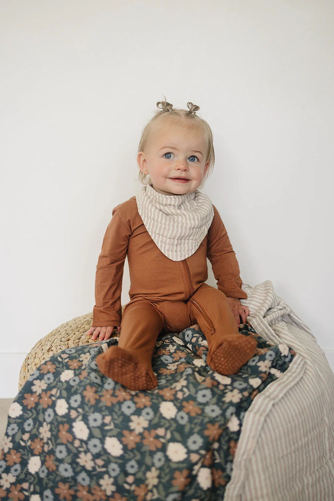 Taupe Stripe Muslin Bib - Image 3