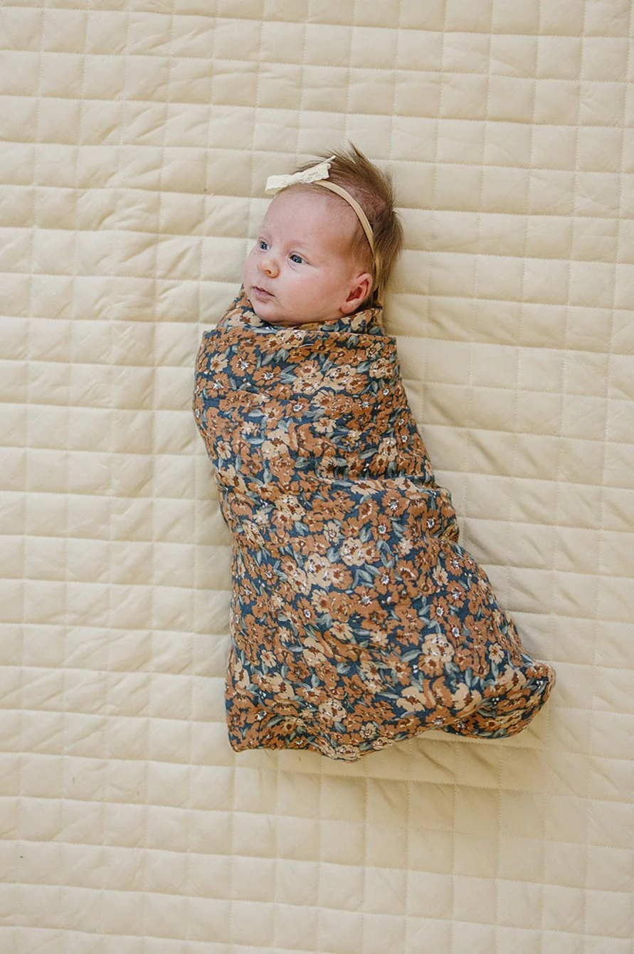 Venetian Floral Muslin Swaddle Blanket - Image 2