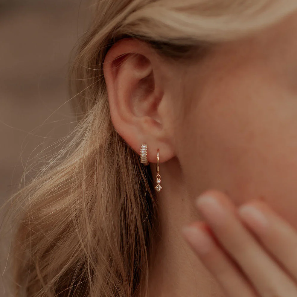 Willow Diamond Dangle Hoops - Image 2