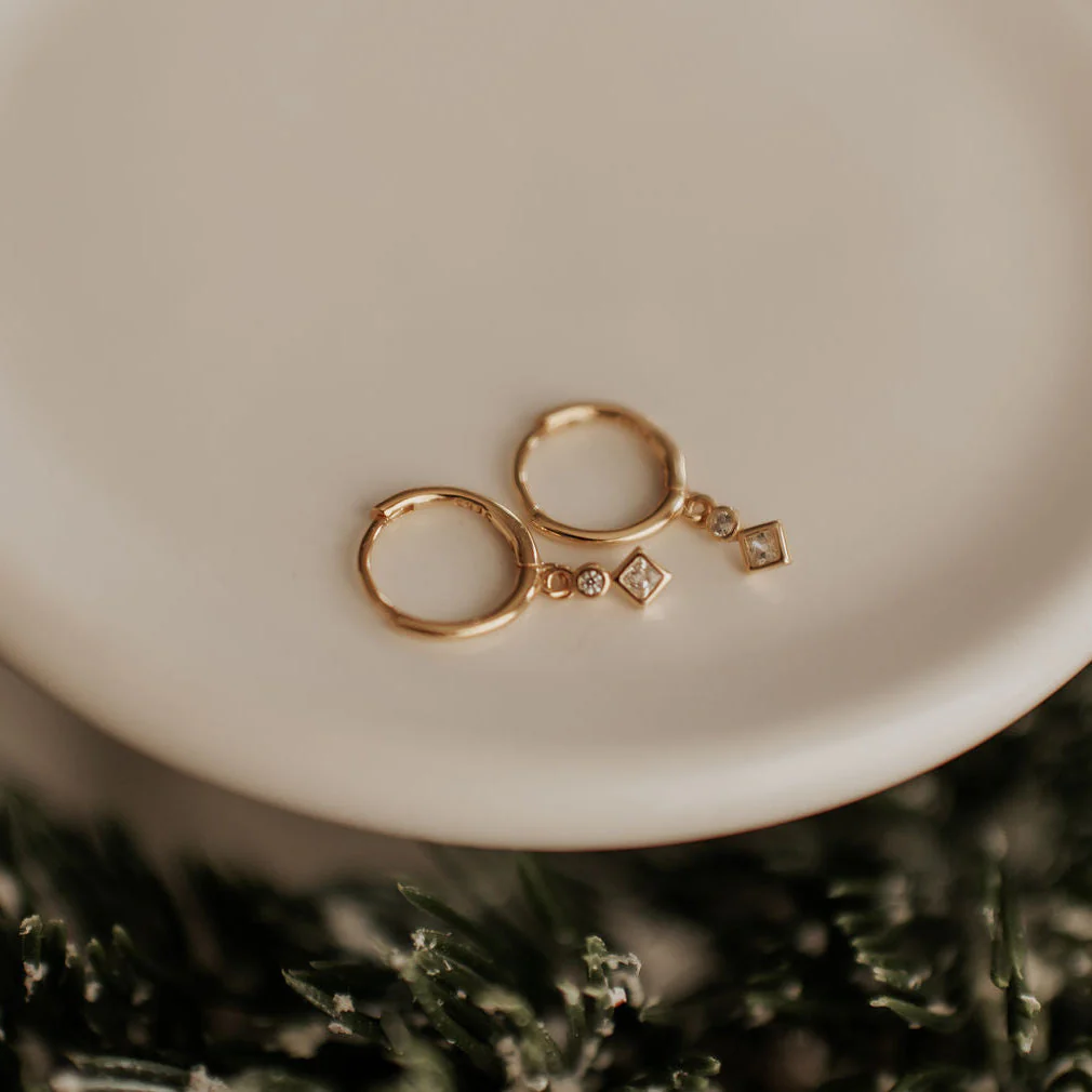 Willow Diamond Dangle Hoops - Image 3