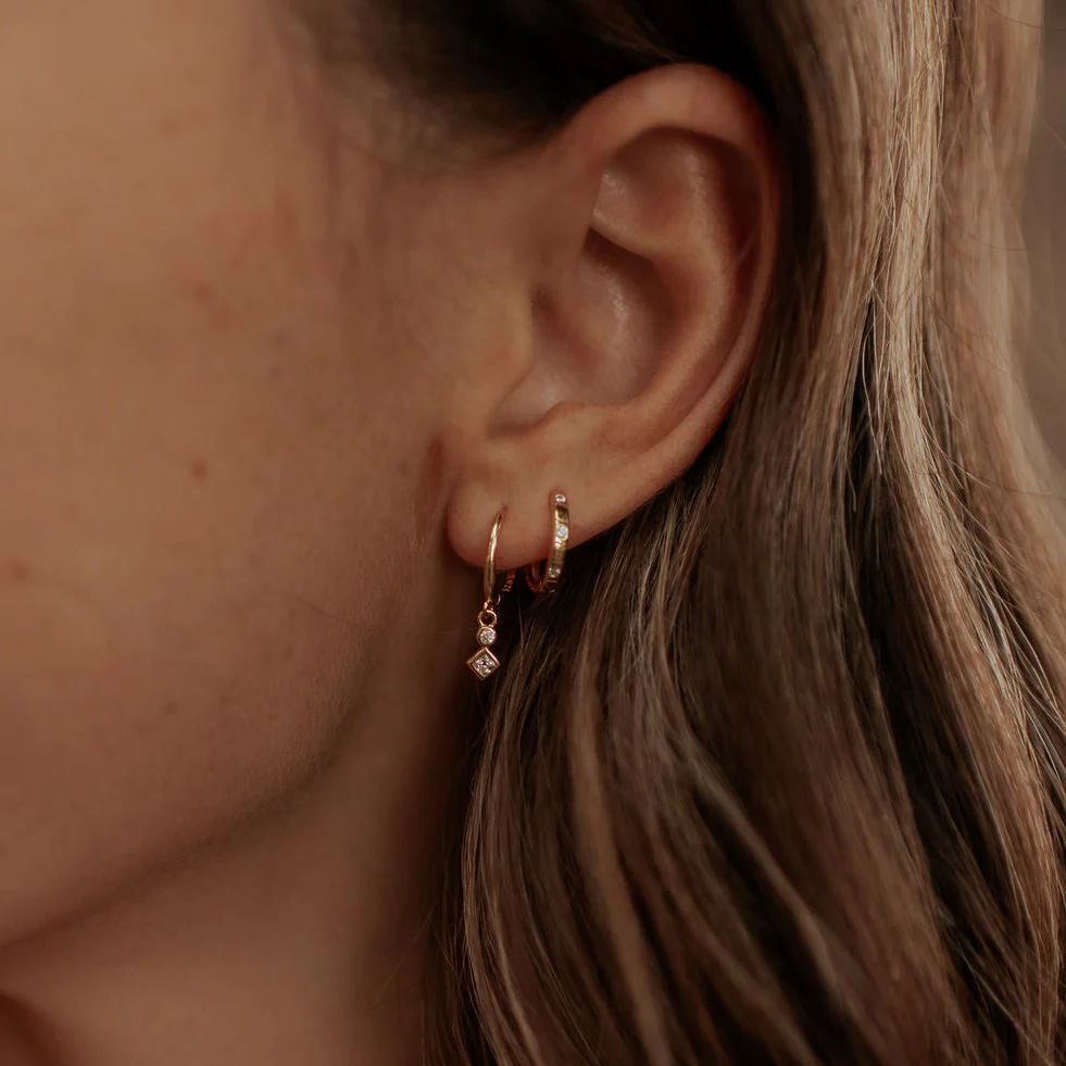 Willow Diamond Dangle Hoops - Image 4