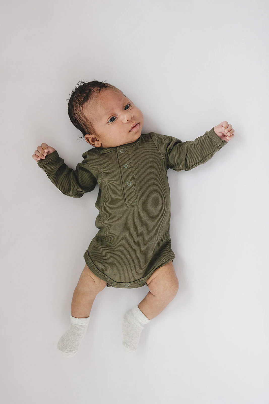 Winter Green Organic Snap Long Sleeve Ribbed Bodysuit - Image 5