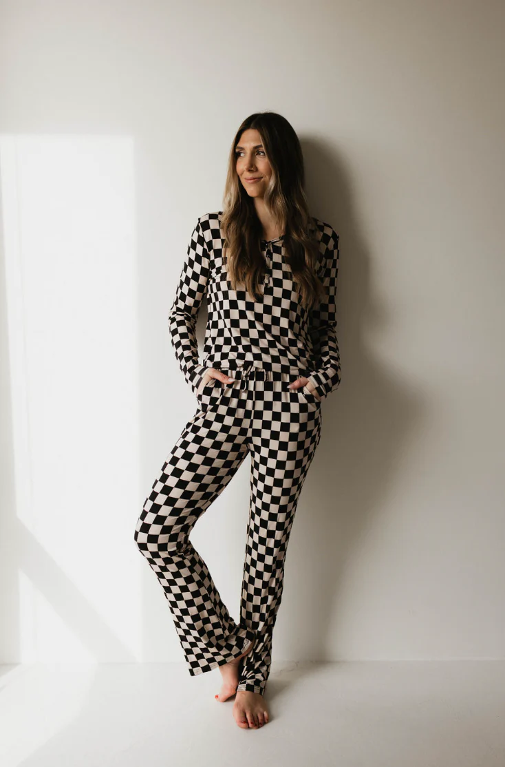 Women's Bamboo Pajamas | Black Checkered - Image 10