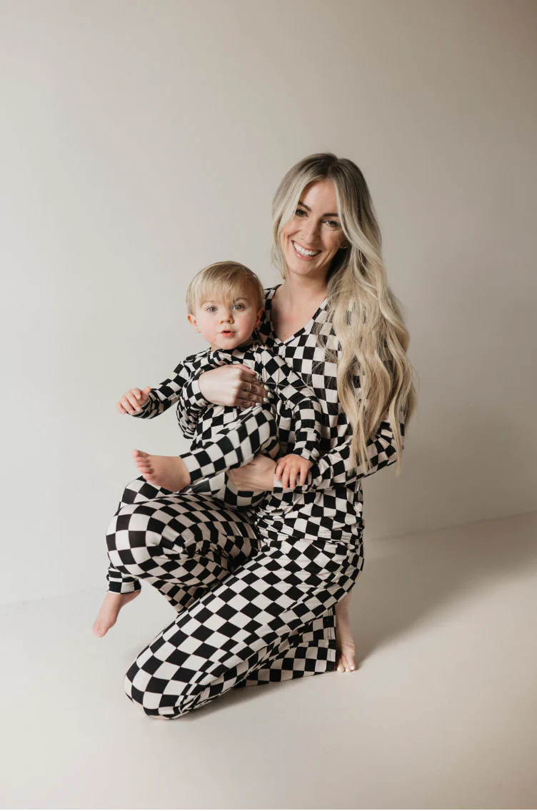Women's Bamboo Pajamas | Black Checkered - Image 14