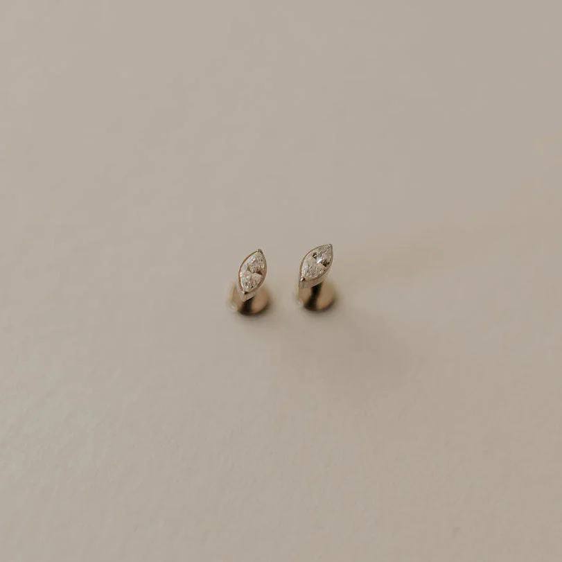 Zoe Marquise Diamond Flat Back Studs - Image 4